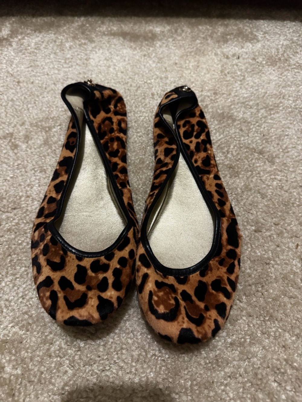 Coach Leopard-Print Slip-On Flats with Black Trim